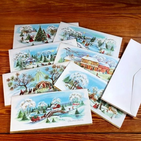 7 Vintage Christmas Cards By A Sunshine Card Made In Canada - Picture 1 of 12
